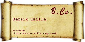 Bacsik Csilla névjegykártya